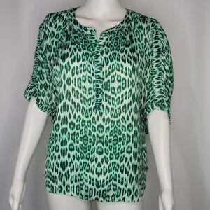 Jennifer Lopez Green Animal Print Blouse